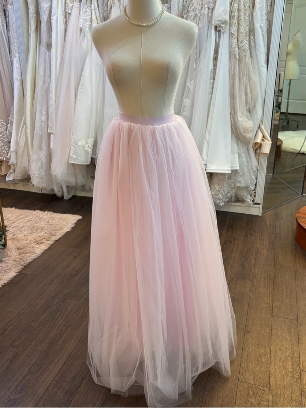 Elegant Light Pink Tulle Maxi Skirt